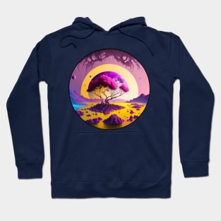 Explore the Vibrant Landscapes of a Purple Planet with Yellow Rivers Hoodie